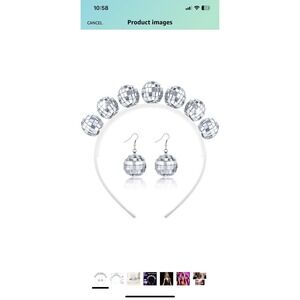 4 Sets Of Disco Ball Earrings And Disco Ball Headbands For Women - Bridesmaids